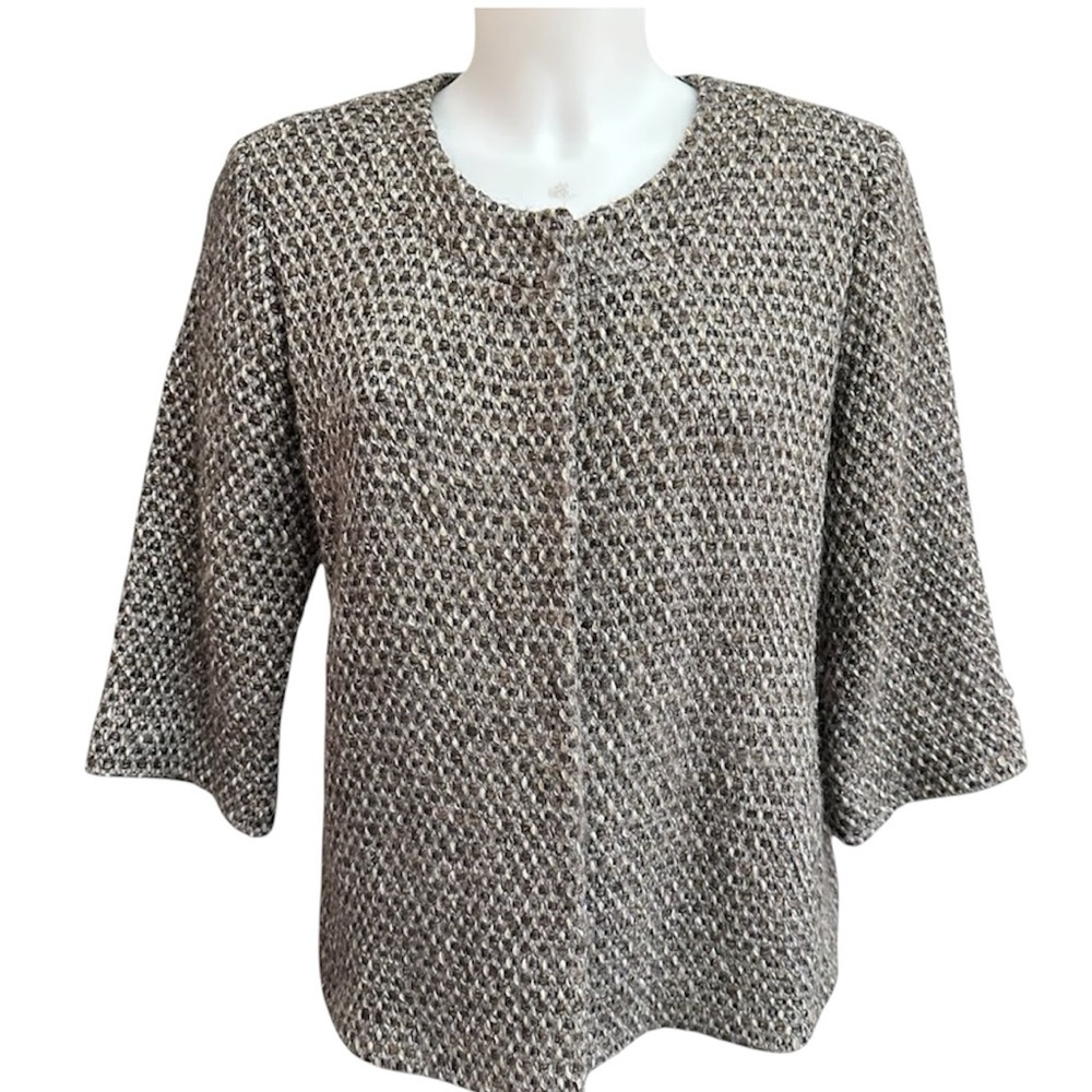 Eileen Fisher Jacket Womens XL Tweed Neutral Shimmer Wool Alpaca Mature Modest